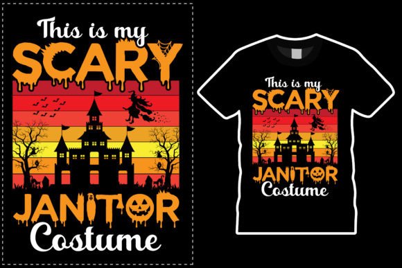 Halloween Scary JANITOR Costume T-shirt Graphics and Print Templates